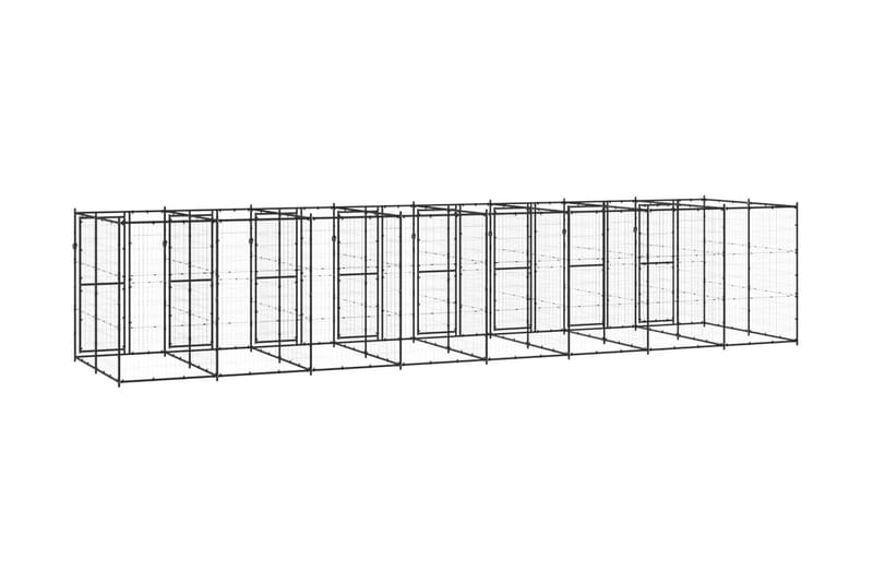 Hundgård för utomhusbruk stål 19,36 m² - Svart - Hundgrind & hundstaket