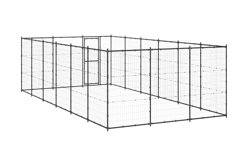 Hundgård för utomhusbruk stål 21,78 m² - Svart - Hundgrind & hundstaket