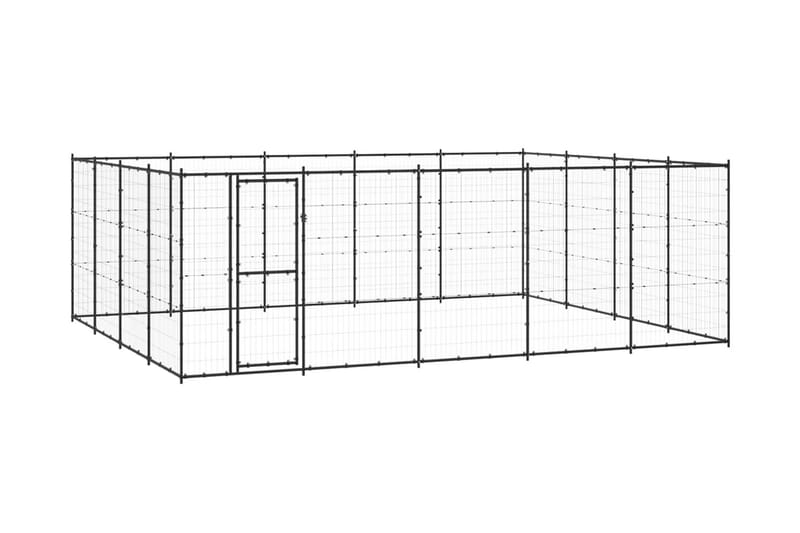 Hundgård för utomhusbruk stål 24,2 m² - Svart - Hundgrind & hundstaket