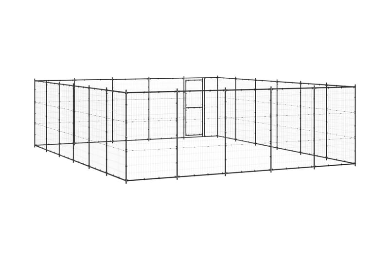 Hundgård för utomhusbruk stål 36,3 m² - Svart - Hundgrind & hundstaket