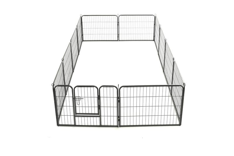 Hundhage 12 paneler stål 80x60 cm svart - Svart - Hundgrind & hundstaket