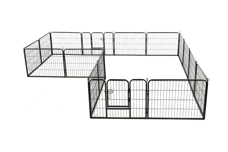 Hundhage 16 paneler stål 60x80 cm svart - Svart - Hundgrind & hundstaket