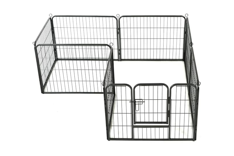 Hundhage 8 paneler stål 60x80 cm svart - Svart - Hundgrind & hundstaket
