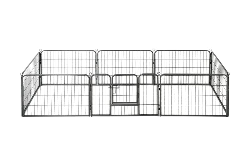 Hundhage 8 paneler stål 60x80 cm svart - Svart - Hundgrind & hundstaket