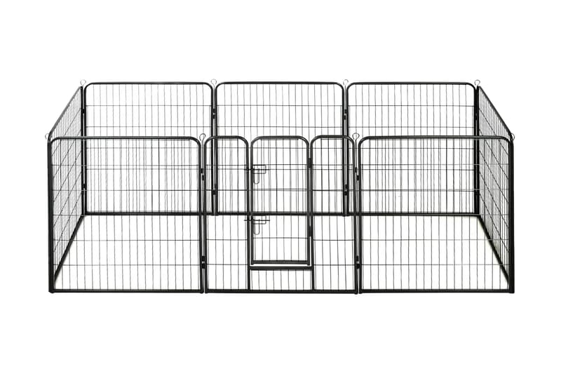 Hundhage 8 paneler stål 80x100 cm svart - Svart - Hundgrind & hundstaket