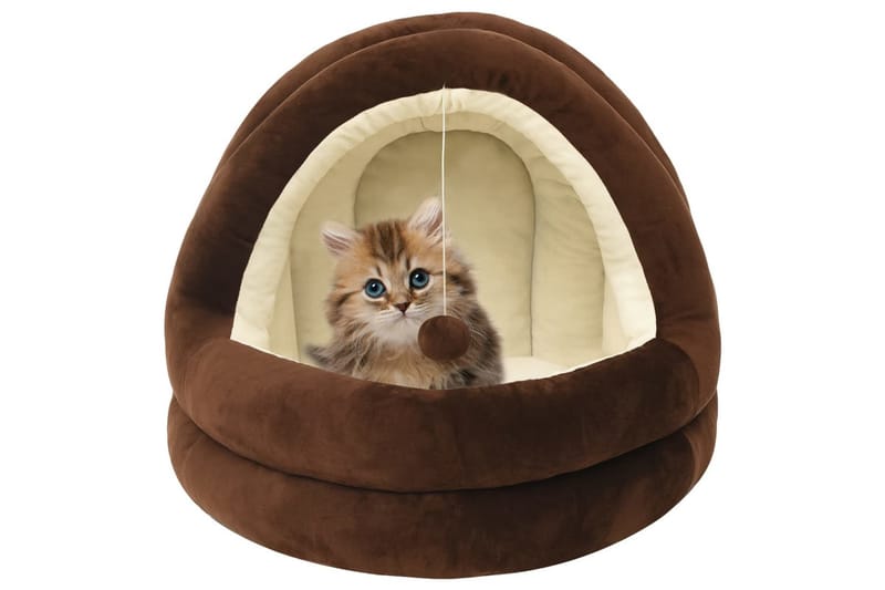 Kattbädd 40x40x35 cm brun och gräddvit - Brun - Kattbädd & kattsäng