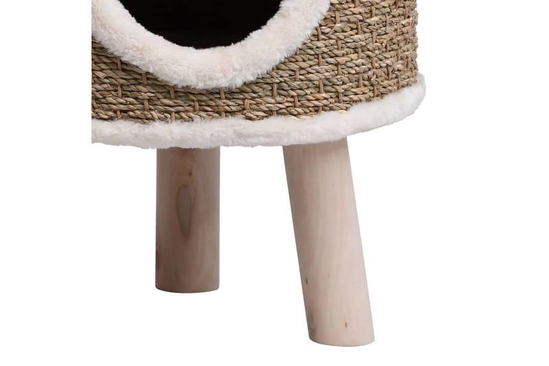 Kattkoja med träben 41 cm sjögräs - Brun - Katthus & kattkoja