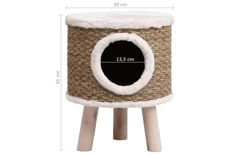 Kattkoja med träben 41 cm sjögräs - Brun - Katthus & kattkoja