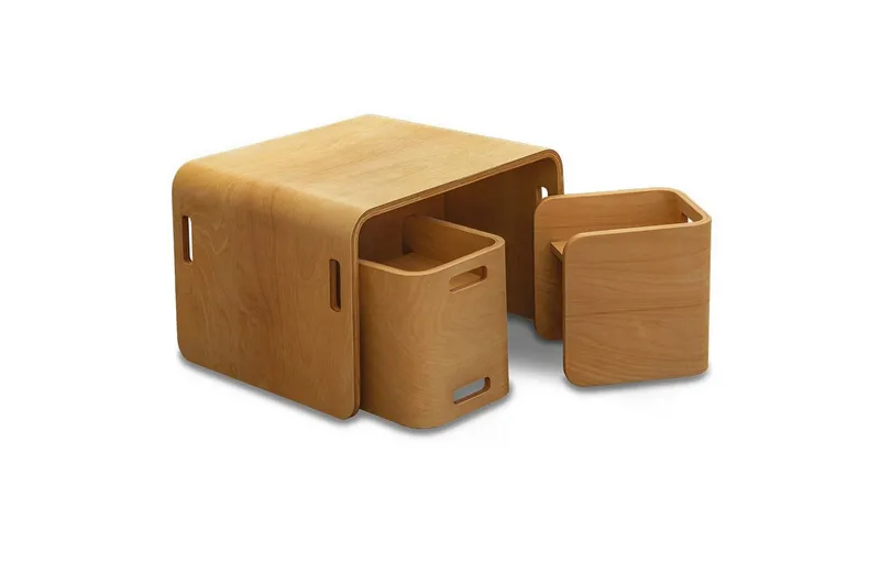 Bord och stolar set (3 delar) Miraeny Natur - Natur - Möbler - Barnmöbler - Barnbord