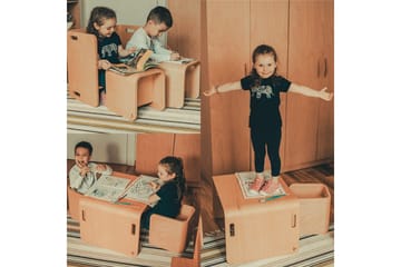 Bord och stolar set (3 delar) Miraeny Natur - Natur - Möbler - Barnmöbler - Barnbord