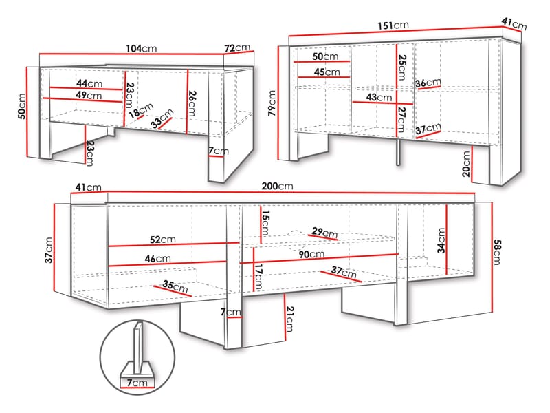 Calvenn Möbelset för Vardagsrum - Förvaring - Förvaringsmöbler - Möbelset för vardagsrum