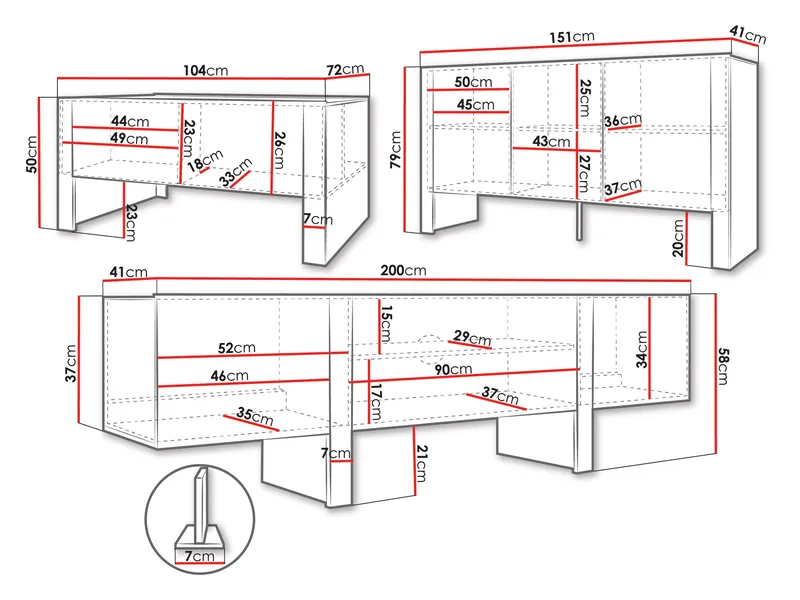 Calvenn Möbelset för Vardagsrum - Förvaring - Förvaringsmöbler - Möbelset för vardagsrum