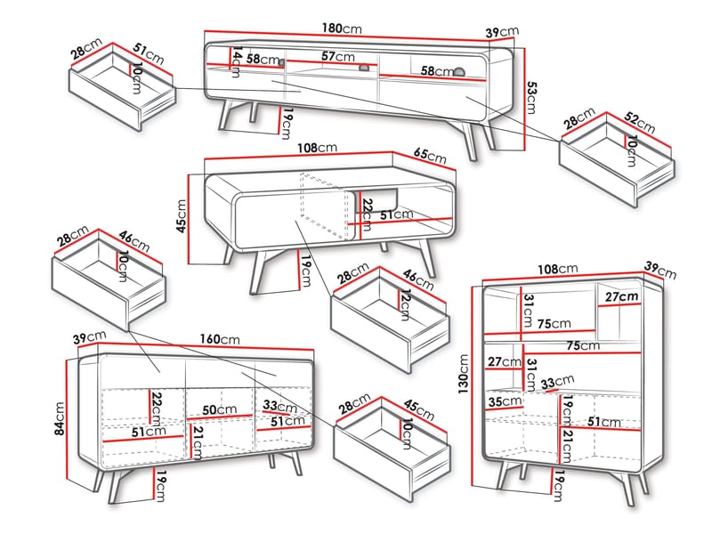 Corvan Möbelset för Vardagsrum - Förvaring - Förvaringsmöbler - Möbelset för vardagsrum