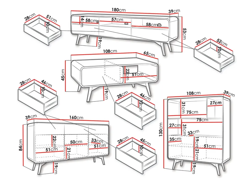 Corvan Möbelset för Vardagsrum - Förvaring - Förvaringsmöbler - Möbelset för vardagsrum