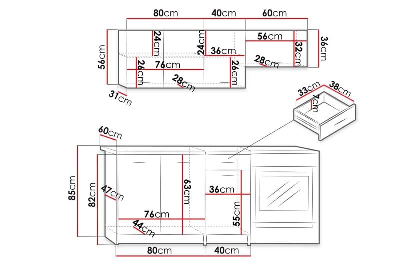 Crawley Möbelset För Kök & Matplats - Beige - Möbler - Köksmöbler - Möbelset för kök & matplats