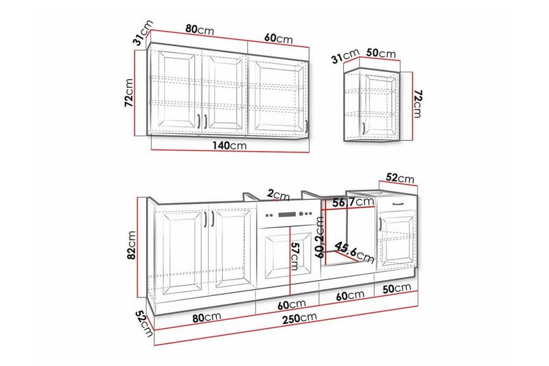 Templemore Möbelset För Kök & Matplats Black/White - Möbler - Köksmöbler - Möbelset för kök & matplats