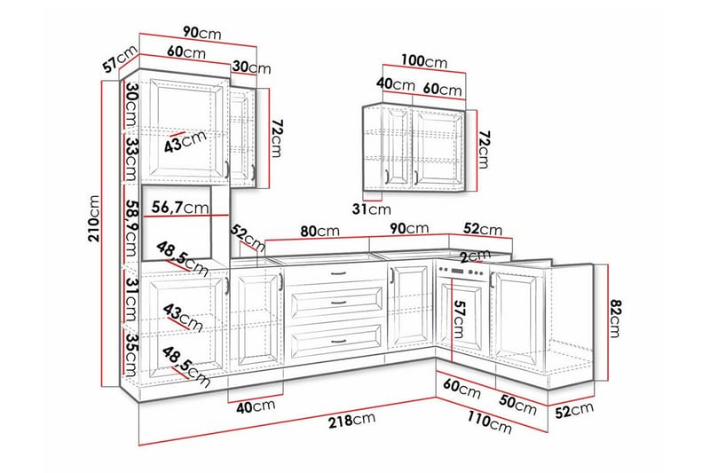 Templemore Möbelset För Kök & Matplats Black/Wood - Möbler - Köksmöbler - Möbelset för kök & matplats