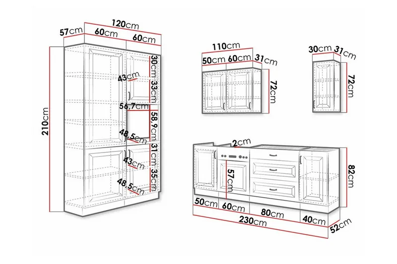 Templemore Möbelset För Kök & Matplats Black/Wood - Möbler - Köksmöbler - Möbelset för kök & matplats