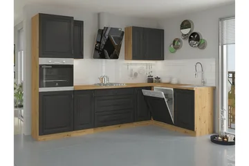 Templemore Möbelset För Kök & Matplats Black/Wood - Möbler - Köksmöbler - Möbelset för kök & matplats