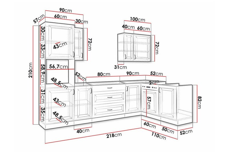 Templemore Möbelset För Kök & Matplats White/Wood - Möbler - Köksmöbler - Möbelset för kök & matplats