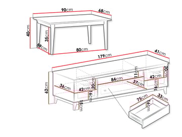 Zeylor Möbelset för Vardagsrum - Förvaring - Förvaringsmöbler - Möbelset för vardagsrum