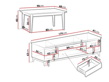 Zeylor Möbelset för Vardagsrum - Förvaring - Förvaringsmöbler - Möbelset för vardagsrum