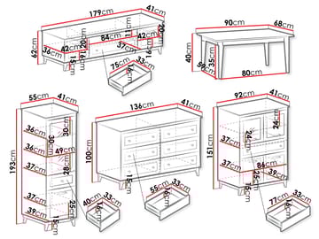 Zeylor Möbelset för Vardagsrum - Förvaring - Förvaringsmöbler - Möbelset för vardagsrum