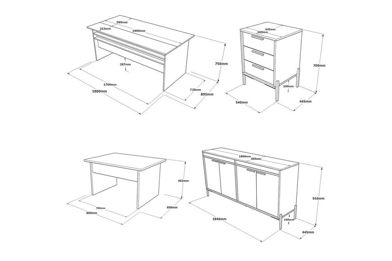 Enor Möbelset För Kontor - Silver/Antracit - Möbler - Kontorsmöbler - Möbelset för kontor