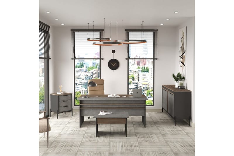 Kontorsmöbelset Enor 8 Argentu / Antracit - Silver/Antracit - Möbler - Kontorsmöbler - Möbelset för kontor