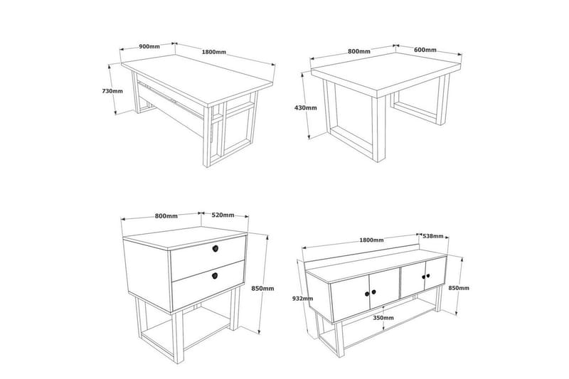 Kontorsmöbelset Mono 11 Barock / Antracit - Antracit - Möbler - Kontorsmöbler - Möbelset för kontor