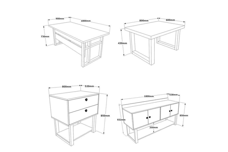 Kontorsmöbelset Mono 11 Barock / Antracit - Antracit - Möbler - Kontorsmöbler - Möbelset för kontor