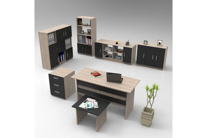 Kontorsmöbelset Raveena 18 Ek / svart, Ek / svart