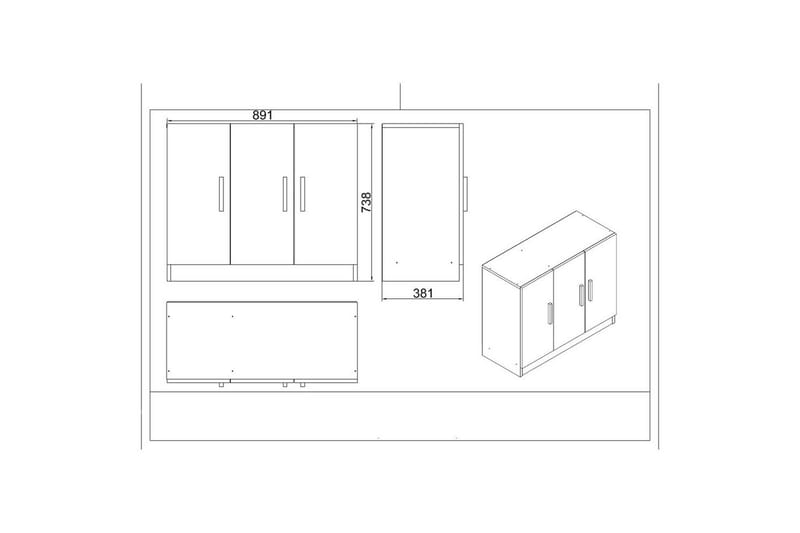 Kontorsmöbelset Raveena 18 Ek / svart - Ek / svart - Möbler - Kontorsmöbler - Möbelset för kontor