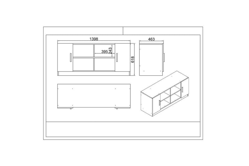 Kontorsmöbelset Raveena 19 Ek / Lärk / Svart - Ek / Lärk / Svart - Möbler - Kontorsmöbler - Möbelset för kontor