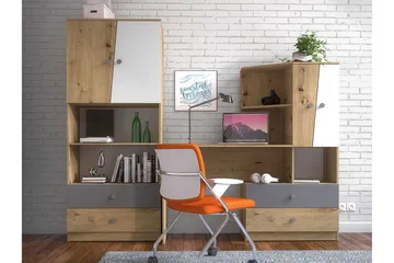 Möbelset för Kontor NERO - Natur/Vit/Grå - Möbler - Kontorsmöbler - Möbelset för kontor