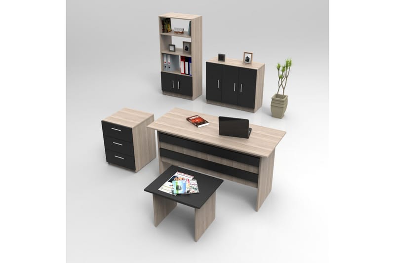 Belloch Möbelset Kontor, Natur/Svart