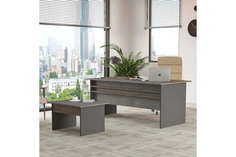 Desgrar Möbelset Kontor - Brun/Betonggrå/Antracit - Möbler - Kontorsmöbler - Möbelset för kontor