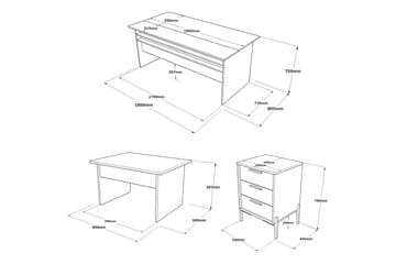 Desgrar Möbelset Kontor - Brun/Betonggrå/Antracit - Möbler - Kontorsmöbler - Möbelset för kontor