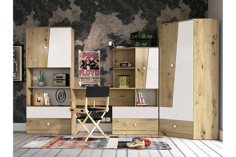 Möbelset för Kontor NERO, Natur/Vit