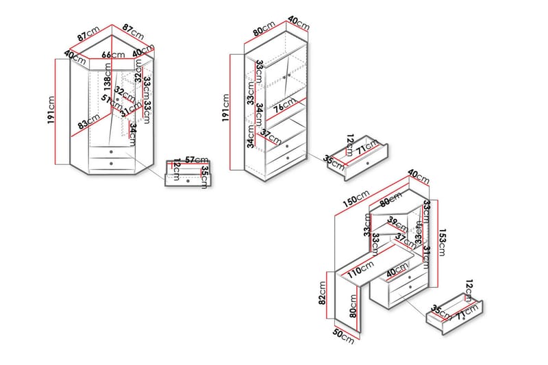 Möbelset för Kontor NERO - Natur/Vit/Grå - Möbler - Kontorsmöbler - Möbelset för kontor