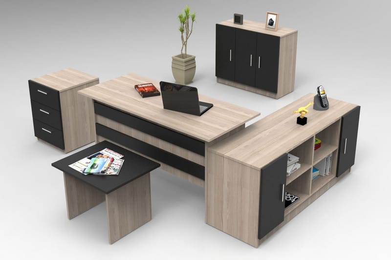 Möbelset Kontor Atenguilo - Natur/Svart - Möbelset för kontor
