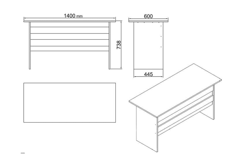 Möbelset Kontor Pheka - Teak/Antracit - Möbler - Kontorsmöbler - Möbelset för kontor