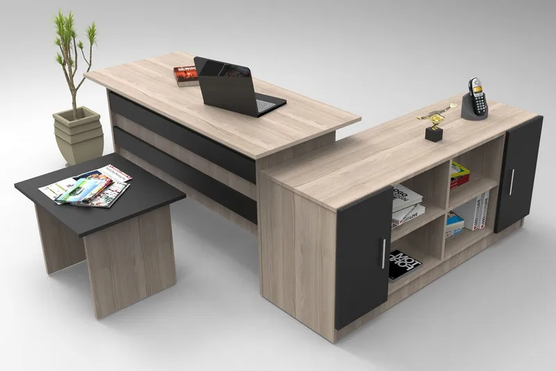 Mosgam Möbelset Kontor, Ljus Natur/Svart