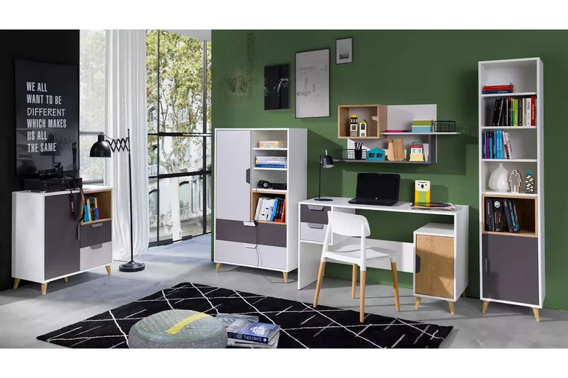 Sayuki Möbelset För Kontor, Vit/Grå