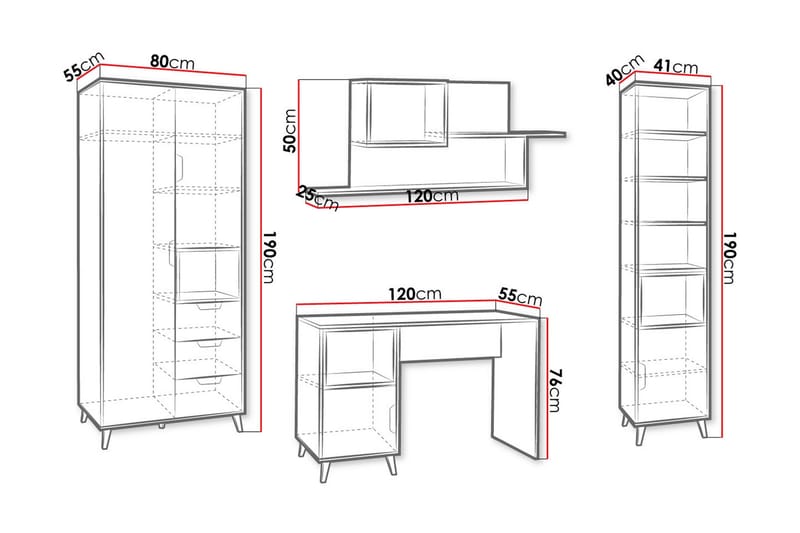 Sayuki Möbelset För Kontor - Vit/Grå - Möbler - Kontorsmöbler - Möbelset för kontor