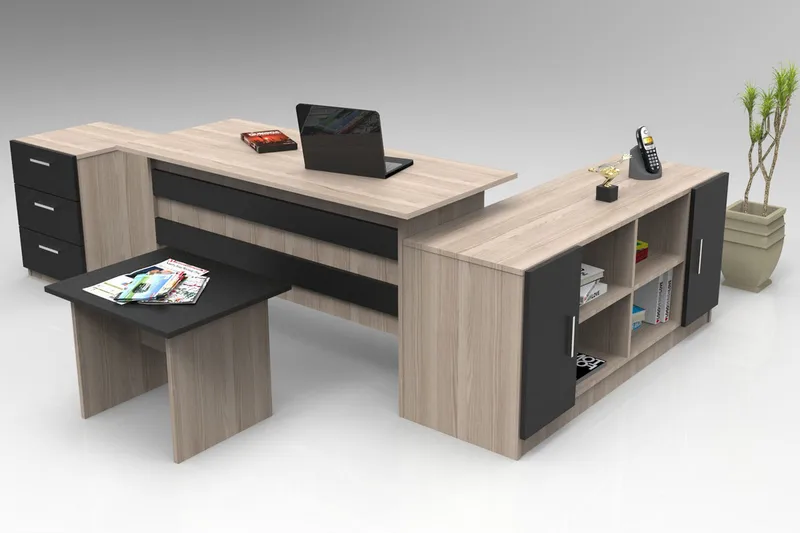 Valladbla Möbelset Kontor - Natur/Svart - Möbler - Kontorsmöbler - Möbelset för kontor