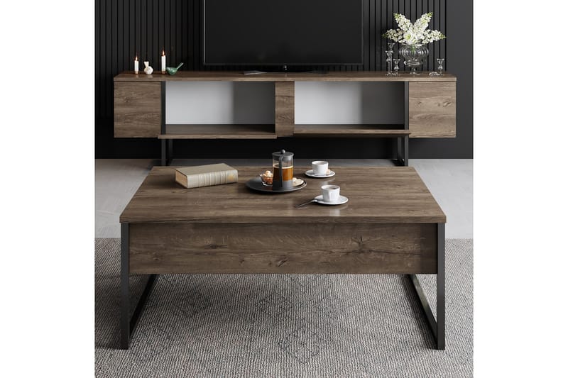 Tv-bänk Luxe 180x50 cm Brun/Svart - Hanah Home - TV bänk & mediabänk