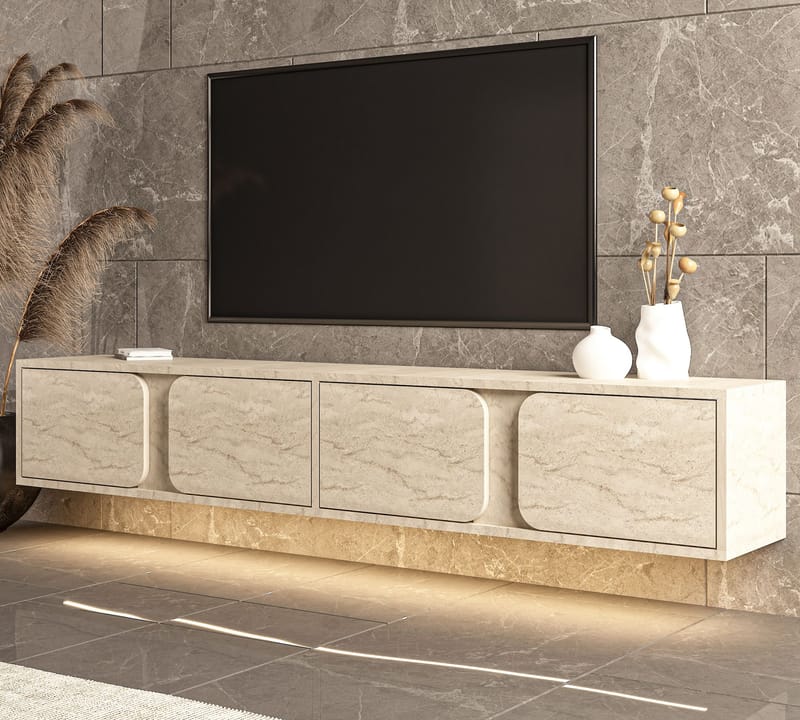 Adilen TV-bänk 180x30x30 cm - Travertin - Möbler - TV- & Mediamöbler - TV bänk & mediabänk