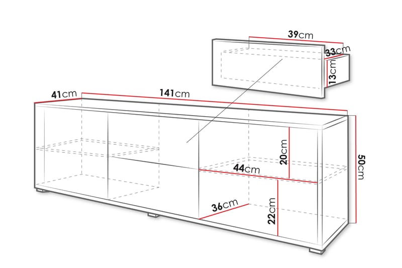 Agawal Tv-bänk 141 cm - Beige - Möbler - TV- & Mediamöbler - TV bänk & mediabänk