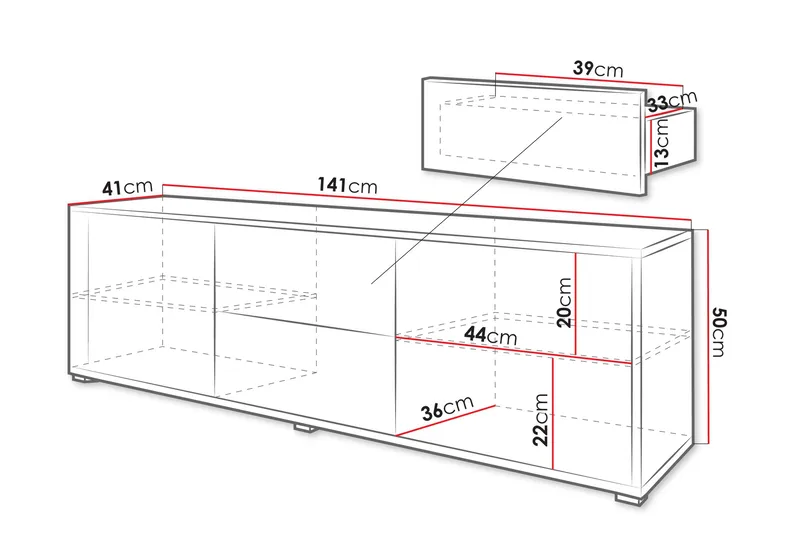 Agawal Tv-bänk 141 cm - Beige - Möbler - TV- & Mediamöbler - TV bänk & mediabänk